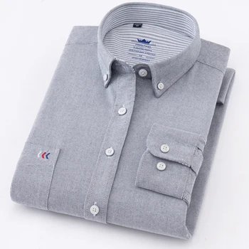 100%Cotton Oxford Shirt Barbati Casual Simplu Solide de Toamnă Calitate de Om cu Mâneci Lungi Tricou cu Buzunar Frontal Bine se Potrivesc Ușor de Îngrijire a Nou