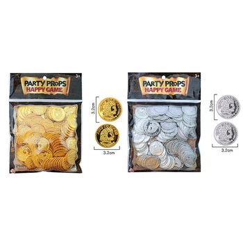 100buc Poker Casino Chips-uri de Monede de Aur Placare Plastic spaniol Comoara Joc Poker Joc de Bord Accesorii Monedă de Aur Recuzită