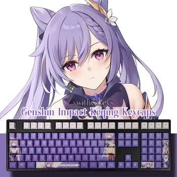 108 Chei Genshin Impact Keqing Taste Cherry Profil Jocuri Anime Taste PBT Sublimare Mecanice Keyboard Keycap MX Mirela