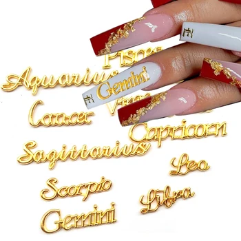 12/30buc unghiile accesorios 3D Aliaj de Aur Constelație Litere Forma unghiilor design Stras unghii materiale pentru profesionisti