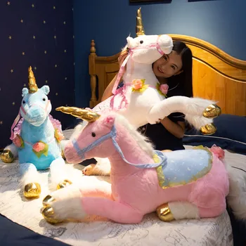 1M Imens Cal Unicorn Jucărie de Pluș Gigant Perna Mare Animal de Pluș Ponei Papusa Moale Păpuși, Recuzită Fotografie pentru Copii Fete Jucărie Cadou