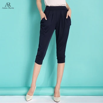 2021 Vara Harem pantaloni Casual cu Talie Înaltă Vițel Femei Plus Dimensiune Lapte Moale de Mătase, Elastic Capri Feminin 6XL 7XL 8XL