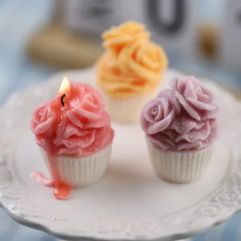 3D Buchet de Flori Matrite lumanari Mini Cupcake Mucegai Crema de Flori de Copt Desert DIY Lumânare cu miros de Mucegai Silicon