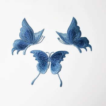3Pcs Albastru Dantelă Brodată Fluture Patch-uri Coase Pe Haine Aplicatiile Dans Rochie