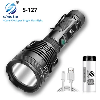 4 Core P70 Super Bright LED-uri Lanterna impermeabil în aer liber de iluminat portabile instrument Cu Siguranță ciocan coada Utilizați baterii 26650
