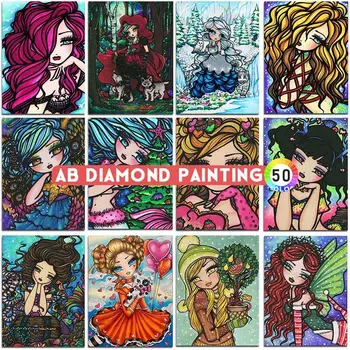 AB Diamant Pictura Broderie Colorate Desene animate Mozaic Fată Drăguță cruciulițe Basm Frumos Set de Autocolante de Perete Decor Acasă