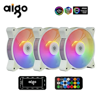 Aigo AR12 Alb 120mm Ventilator de Răcire RGB 3pin 5v aura de sincronizare 12cm calculator pc Cooler argb Silent Fan Caz cu Controler
