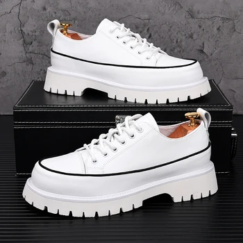 barbati casual piele naturala pantofi dantela-up pantofi albi respirabil designer de brand platforma adidasi tineret street style încălțăminte om