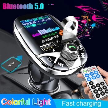 Bluetooth 5.0 Transmițător FM Modulator Ecran Color Wireless Hands-free Car MP3 Player Dual USB Încărcător cu Control de la Distanță