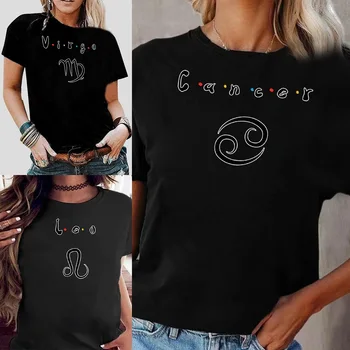 Constelația de Imprimare T-shirt Femei Vara 2022 Noi Teuri Liber Casual Echipajul Gât Harajuku Navetiști Topuri Hip Hop Tendință de Streetwear