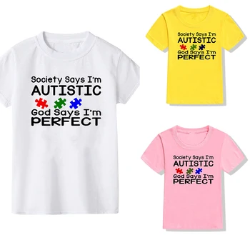 Conștientizarea autismului Tricou Societatea Spune că am Autism Tricou Autism Tricou Piesă de Puzzle Autism Cadouri pentru Tineret Copii