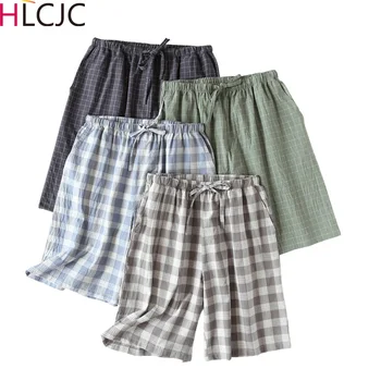 De Vară japoneză Nou Stil de Bumbac Barbati Carouri pantaloni Scurți Simplu și Confortabil Cinci puncte Pantaloni Subțiri Pijamale Acasa Pantaloni Uzura de Somn