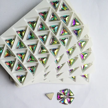 De înaltă Calitate Triunghi Cristale Pietre de Cristal AB Coase pe Stras Aplici Pentru DIY Rochii de Mireasa