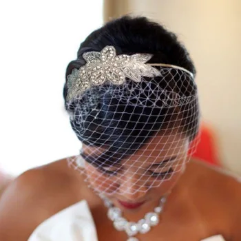 Diamant alb Bentita articole pentru acoperirea capului, Accesorii Voal pentru Femeie de Nunta pentru Mireasa Cristal Stras Colivie Voaluri de Nunta V183
