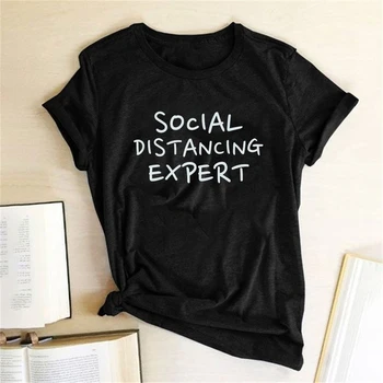 Distanțarea socială Expert Scrisoare de Imprimare T-shirt Femei Haine de Vara Tricou Femei Casual Harajuku Sus Ropa De Mujer Verano