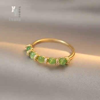 Doamna Eleganta Verde Opal Placat cu Aur Inele de Culoare Pentru Femeie 2022 coreea Moda Bijuterii Nunta Petrecere Fată Accesorii de Lux