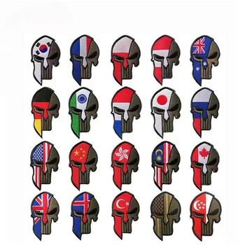 Drapelul național Craniu Cârlig& Bucla de Fixare Banderole Insigna de Patch-uri 3D Uniformă Tactice Rucsac Haine de Îmbrăcăminte, Accesorii de Îmbrăcăminte