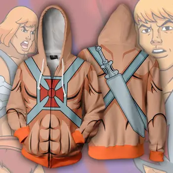 El-Omul și Stăpânii Universului Cosplay Costum de Imprimare 3D Hanorac cu Fermoar cu Gluga Desene animate Tricoul Jachete de moda
