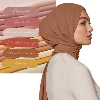 Femei Culoare Solidă Șifon Hijab Eșarfă Folie Islamic Șaluri Bentita Musulmane Hijab Folie Văl Eșarfe 61 Culori