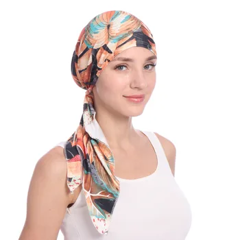 Femeile Musulmane Din Bumbac Moale De Imprimare Turban Pălărie Cancer Chimioterapie Căciuli Capota Capace Pre-Legat Esarfa Articole Pentru Acoperirea Capului Headwrap Accesorii De Par