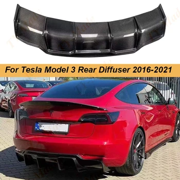 Fibra de Carbon/Negru Strălucitor Bara Spate Difuzor Spoiler Chin pentru Tesla Model 3 Spate Buza Difuzor Protector 2016-2019 2020 2021car