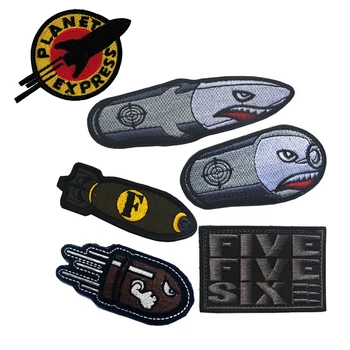 Furios Glonț de armă Rachetă Broderie Patch-uri Planet Express Insigne cu Emblema 8*5 cm Accesoriu Cârlig și Buclă Tactice Pentru DIY