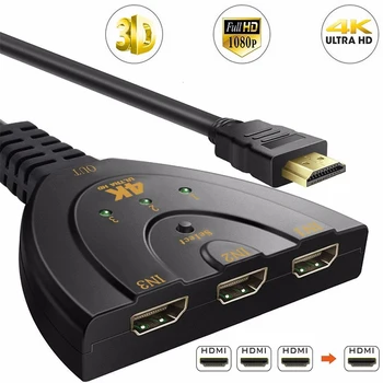 HDMI Switch 1.4 b 4K 3D Mini 3 Port Switcher HDMI Splitter 1080P 3 în 1 Port Hub pentru DVD, HDTV Xbox PS3 PS4
