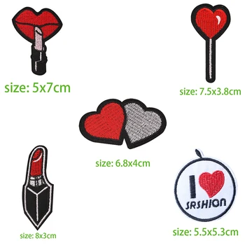 Inima în formă de ruj lollipop icon Aplicatiile de Patch-uri Brodate pentru Îmbrăcăminte DIY Fier pe Insigna de pe Rucsac