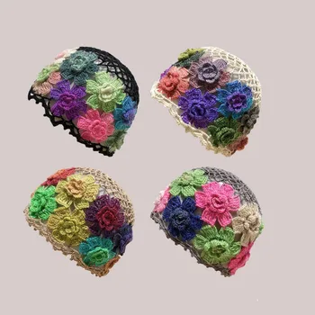 Japoneze Primavara-Vara Noi Literar-Artistică Culoare Floare Gol Baotou Palaria pentru Femei Dulce Croșetat Tricot de Lână Pălărie Melon Piele Pălărie