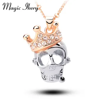 Magic Ikery Crescut de Culoare de Aur de Cristal Crown Craniu Schelet Coliere Pandantive Ridicata Bijuterii de Moda pentru femei MKL5149
