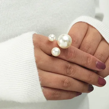 Moda Simplu de Culoare de Aur Simulate Perla Reglabil Anillos Deschide Inele pentru Femei Bijuterii de Nunta Fete Bijoux Deget Inel