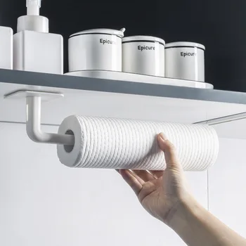Multifuncționale în Formă de L Punch-free Storage Rack Montat pe Perete Cârlig Pentru Ustensilă de Bucătărie Pungi de Hârtie Cupa Accesorii de Bucatarie