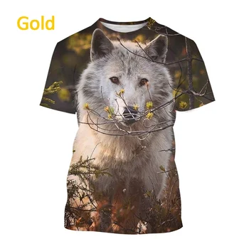 Noua Bestie Lup cu Maneci Scurte T-Shirt pentru Bărbați Moda Cool de Animale de Pădure Hip Hop Stil de Imprimare Echipajul Gât Streetwear Sus