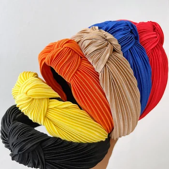 Noua Moda Pleatted Bentita Hairband Bomboane De Culoare Banda De Culoare Solidă Accesorii De Par