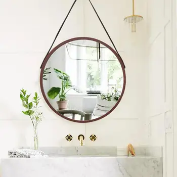 Oglindă agățat pe Perete de Cerc Oglindă Lemn Încadrată Artizanat Arta Oglindă de Machiaj pentru Fermă Salon de Toaletă Cămin Decorativ