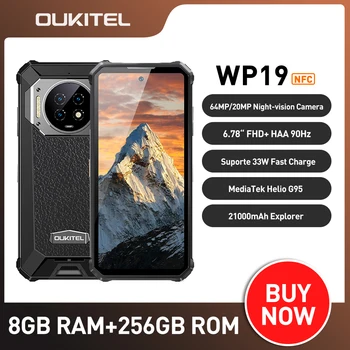 Oukitel WP19 Accidentat Telefon Mobil 8GB 256GB Android 12 Viziune de Noapte 21000mAh 90 Hz Helio G95 64M Camera Smartphone