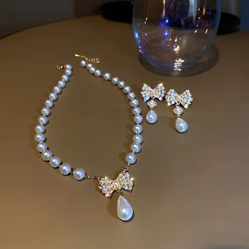 Simplu personalitate arc perla pandantiv, creatoare de moda colier 2021 Sud-coreean nouă tendință de bijuterii cadou
