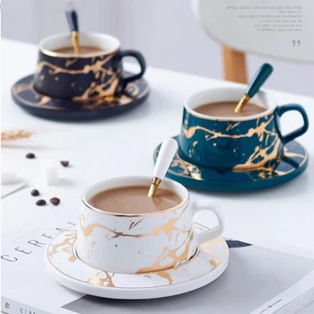 Stil Nordic Marmură, aur mat serie de ceai din ceramica cana cana de cafea de lux Vintage Cafe-Bar Marca cupa de Crăciun consumabile partid