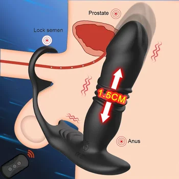Telescopic Anal Vibrator de Masaj de Prostata Dop de Fund de Prostata Stimulator Intarziere Ejaculare Penis Inel Vibratoare Jucarii Sexuale pentru Bărbații Gay