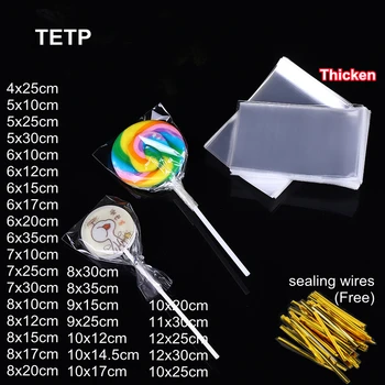 TETP 100buc Top Clar Deschide Geanta Îngroșa Celofan Manual Cookie-uri Lollipop Bomboane Ambalare Favoruri Cadou Decor OPP Plastic
