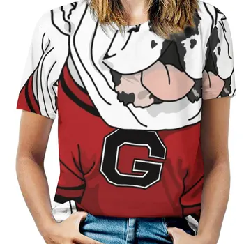 Uga Bulldog Femei T-Shirt Crewneck Casual Cu Maneci Scurte Topuri De Vara Tricouri Universitatea Din Georgia Uga Merge Dawgs Fotbal Mascota