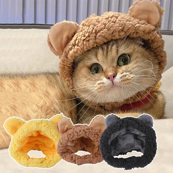 Urs drăguț Cățeluș Haine de Iarna Cald Câine Accesorii Lână Moale Costume Câine pentru Câini de talie Mică Halloween Haine Cat Pălărie de Pluș 2022