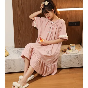 Vara Bumbac cămașă de noapte pentru Femei Pijamale coreean de Start Drăguț Haine de sex Feminin Fata Rochie de Seara Plus Size M-4XL Sleepshirt mujer