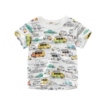 Vară pentru copii Îmbrăcăminte Subțire 2023 coreean Scurt cu mâneci lungi Tricou Baieti Imprimate Mașină de Desene animate Topuri pentru Copii din Bumbac T-shirt